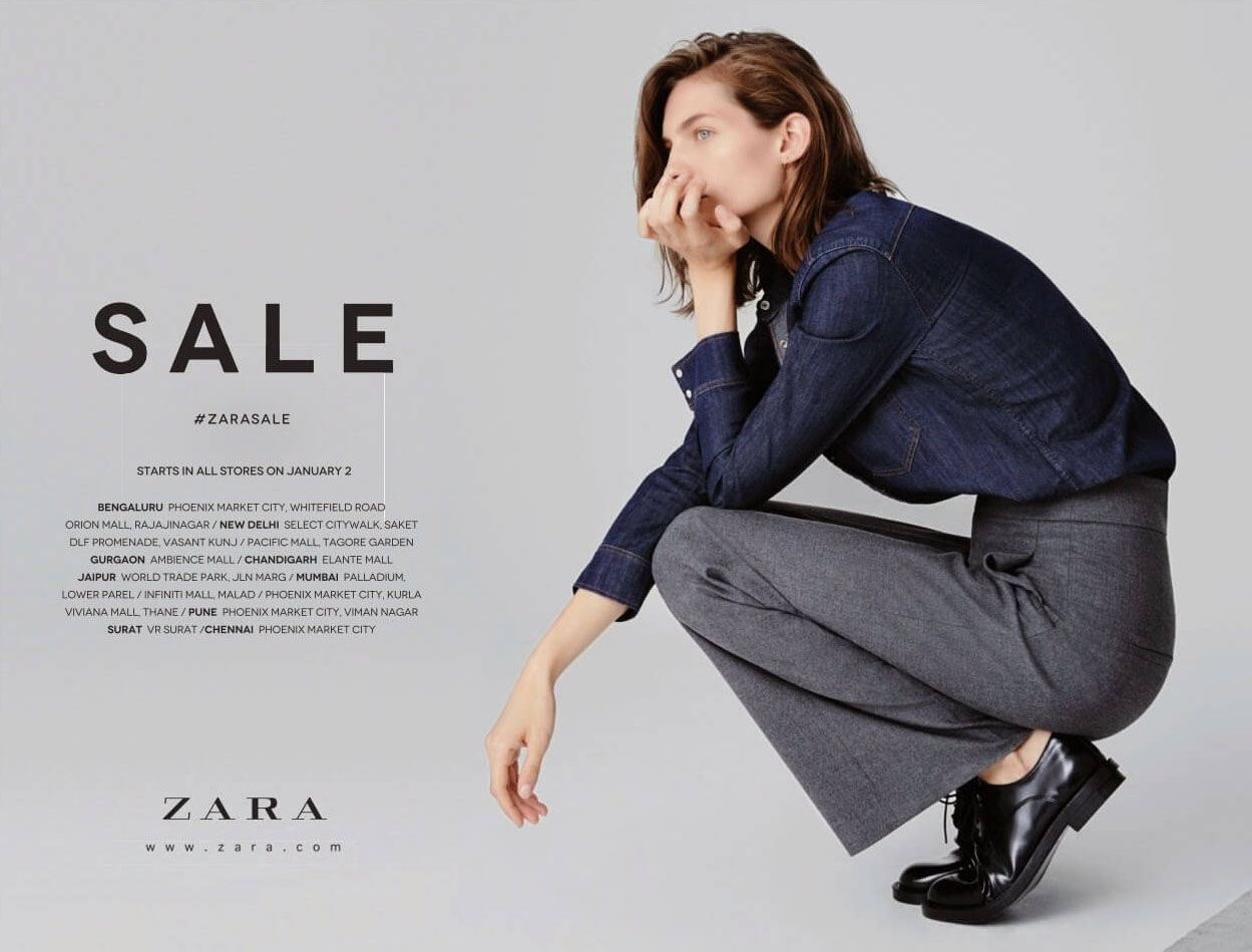 En print reklame fra Zara, som viser hvordan et luftigt design skaber whitespace